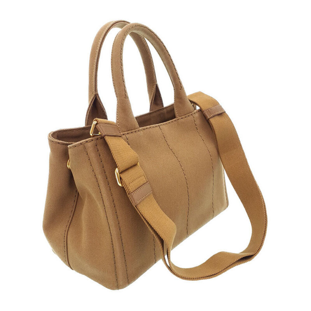 Prada 2way top handbag canvas Brown Tote handles Canapa